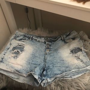 Acid Washed High Waisted Shorts